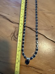 Elegant Blue Stone and Clear Accent Necklace 20”