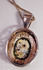 Vintage Abalone Marcasite Pendant Necklace & Clip Earrings Set FAS 925 Silver