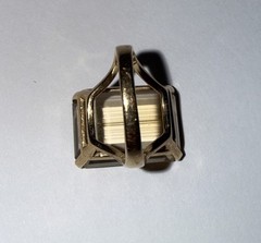 7.99 Grams UTC 14k Yellow Gold Natural Citrine Vintage XX Large Rectangle Ring