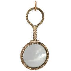 Antique 19TH Century 9ct Gold Ornately Chased QUIZZING GLASS PENDANT, 7.7cm long