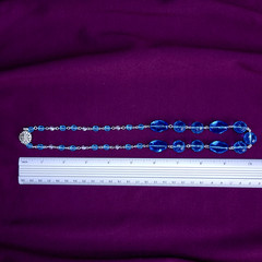 Blue Glass Necklace 20″ Vintage Glass Czech Beads Art Deco Style