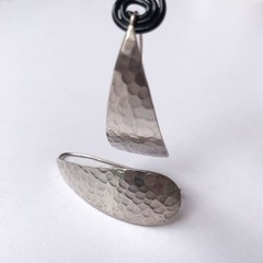 Vintage 925 Sterling Silver Teardrop Hammered Drop Earrings 4.5 cm