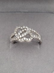 Vintage 43 Natural Diamond 1.00ct 2 Reversed Hearts EC Sterling Ring 3.2Gr Sz7.5