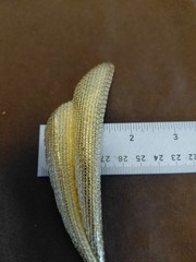 Les Bernard RARE Vintage 1970 Gold Tone Textured Runway Style Brooch Stamped VO