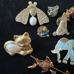 Animals Dogs Fish Birds Brooch Pin Lot MCM Jewelry Insects