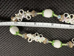 RARE Vintage VENDOME Milk Glass Resin Ribbons W/AB finish and AB Crystals