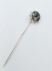 Micromosaic Stick Pin Bird Antique Silver Italy