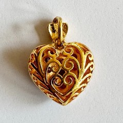 Natural Red Ruby Genuine with Cubic Zirconia ~ Gold-tone Plated Heart Pendant