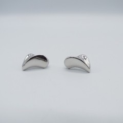 Abstract Art Pierced Earrings Curvy Silver Tone Edgy Retro Style