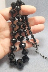 CEZANNE Black Faseted Glass Beads Necklace 18in.