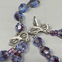 VTG Marvella Czech Glass Beaded Necklace Cobalt Blue Purple Coated Stunning 15″
