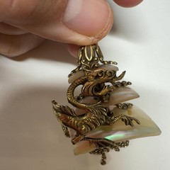 Vintage Asian mother pearl pagoda layered Dragon Jewelry Lot Bracelet Pendant