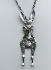 Vintage Juliana DeLizza Elster Unmarked Silver Tone Swinging Donkey Necklace D&E