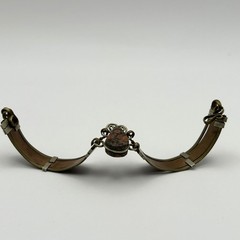 Leather Jasper Stone Bracelet Egyptian Revival Vintage Brass 6.75 in