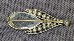 Antique Clear Glass Prong Set Rhinestone Abstract Flower Brooch Pin AS IS D86