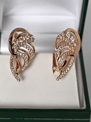Vintage 1990-s 14 Ct Rolled Gold Zircons Earrings-Hallmarked 585 RG
