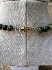 Vintage 1950s-1960s Bohemian Mixed Media Bead Necklace Green Purple Stones