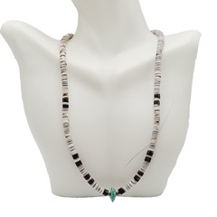 Southwestern USA Heishi Olive Shell Turquoise Stone Center Handcrafted Necklace