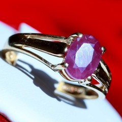 10k yellow gold sz 4.5 ring 0.80ct natural, treated ruby solitaire 1.47gr Nissko