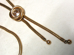 ..Vintage 12K Gold Filled, Rock Crystal Quartz Pool Of Light Ball Slide Necklace