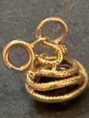 Antique 18k Gold Snake Serpent Charm Pendant Fob Diamond w/ Citrine