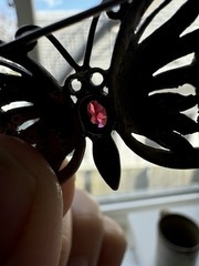 VTG Marcasite Garnet Butterfly Pin Brooch, Vintage, Signed 925, 9.6 Grams
