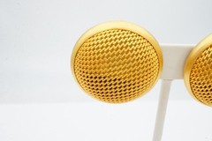 Vintage Clip On Earrings Gold Tone Mesh