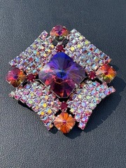 Stunning Vintage Watermelon AB High End Rhinestone Brooch