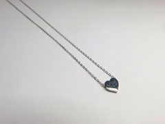Small Engravable Silver Tone Metal Slide Heart Charm Chain Necklace Vintage