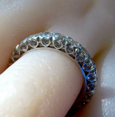 Original EARTH MINED DIAMOND Wedding BAND Deco Eternity Anniversary RING S – 6.5