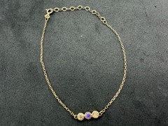 1.68g Vintage Sterling Silver 925 Bracelet Gold Tone Purple Adjust. 9.1 in M