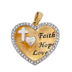 Faith Hope Love Heart Cross Cubic Zirconia | 18K Gold Plate Sterling Silver 925
