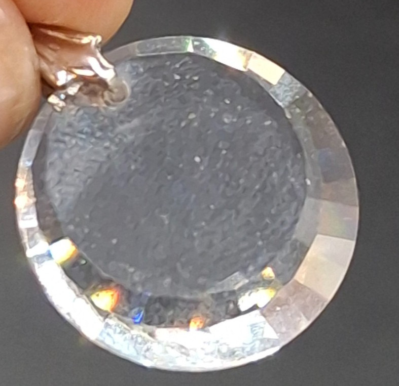 Vintage Faceted Round Crystal Glass Pendant Purple Clear For Necklace Charm