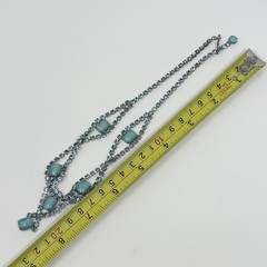 Vintage Juliana D&E DeLizza Elster Aqua Blue Rhinestone Thermoset Bib Necklace