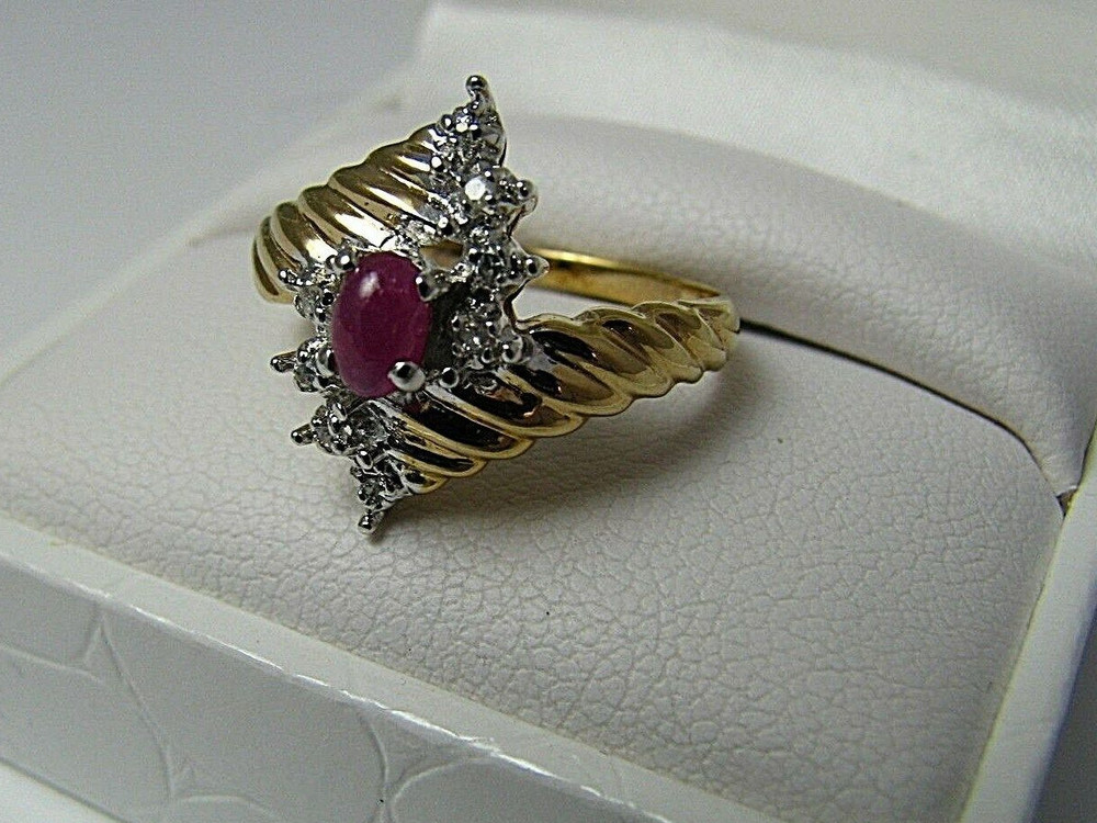 GOLD PLATED STERLING SILVER RING RUBY CZ CUBIC ZIRCONIA CLUSTER RING US Size7