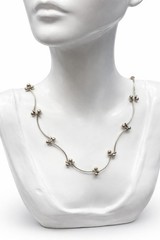 Vintage Sterling Silver 925 Modernist Bone Design Necklace Bar & Ball