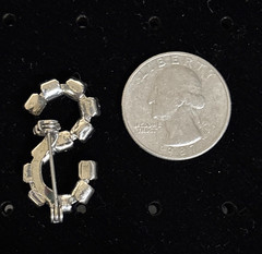 Vintage Rhinestone Letter [S] Silver Tone Pin Brooch 1.25in