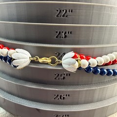 Vintage Necklace Bangle Bracelet Set Patriotic Red White Blue 4th of July 25”