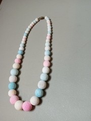 Vintage Pumice Beaded Necklace Multi-Color Candy Pastel Heavy Chunky 1970s