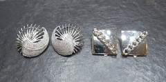 MCM Vintage Clip Earrings Jewelry Lot ~ Mid Century Rhinestone Glamour ~ 25 Pair