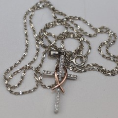 Cross Gemstone Pendant with 10k Wrap Necklace Sterling Silver