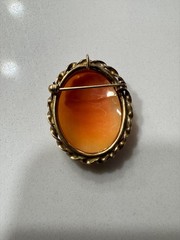 Vintage 12K Gold Filled Shell Cameo Brooch And Earrings Set Matching Mid Century