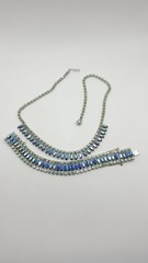 VTG B. David Blue Green Aurora Borealis Rhinestone Choker Necklace & Bracelet