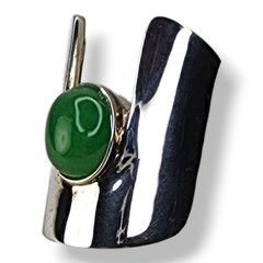 Argentium Silver 935 and Jade Statement Ring Size 10.25 Signed