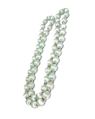 Vintage Light Pale Blue Silk Thread Wrapped Beaded Necklace 30″ Retro Costume