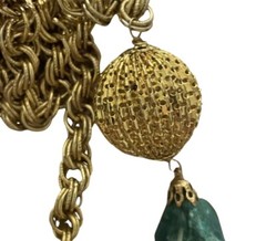 J4I Vintage Single Strand Chain Scarf Necklace w Precious Gemstone Ends