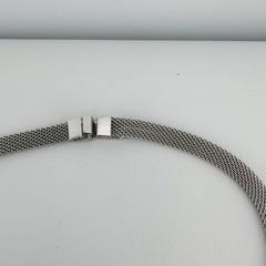 Vintage Mesh Tassel Necklace Rhinestone Silver Tone Dangling Collar