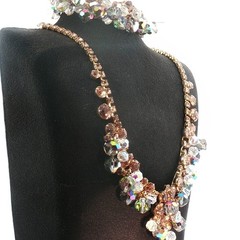 Vintage Juliana D&E Rhinestone Crystal Cha-Cha Necklace & Bracelet Set