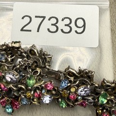 Vintage Hollycraft Rhinestone Bracelet Fruit Salad Silver Tone 7”