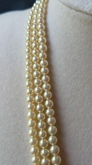 Circa 1950 NOS Marvella 3-Str Faux Pearl Necklace ,Original Tag,Box,Sterlinig